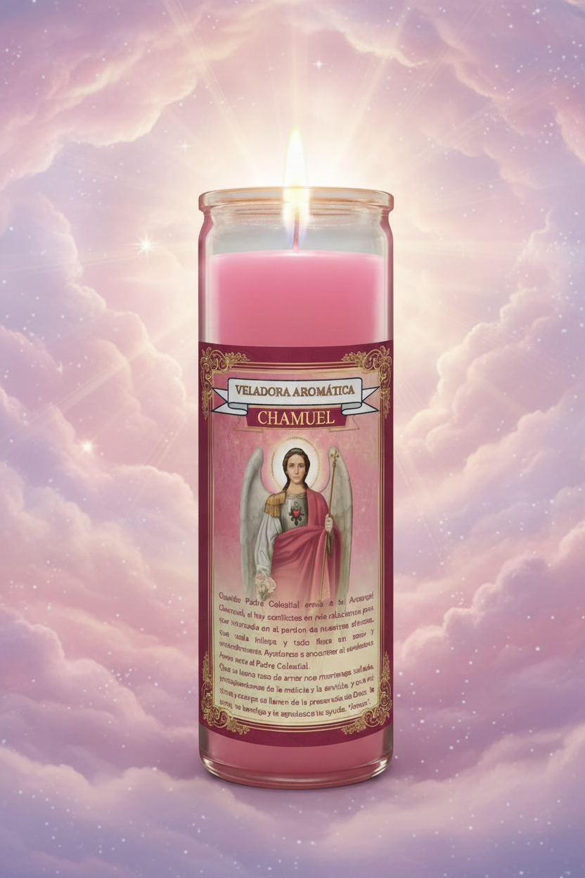 Veladora Chamuel fondo celestial